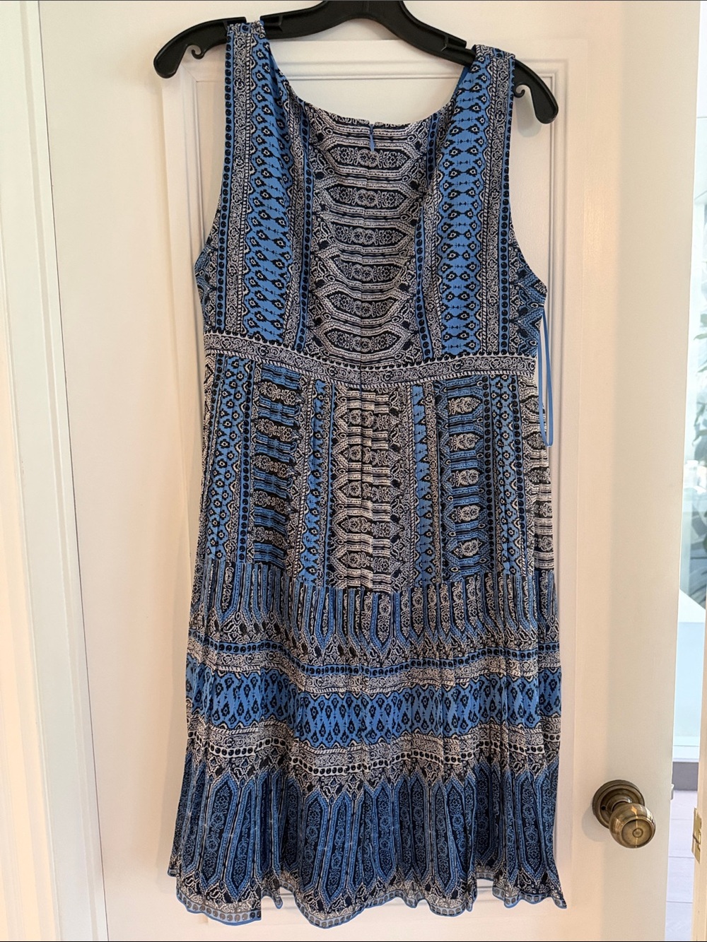 J crew silk Women’s Blue Patterned V-Neck Dress - Picture 5 of 8